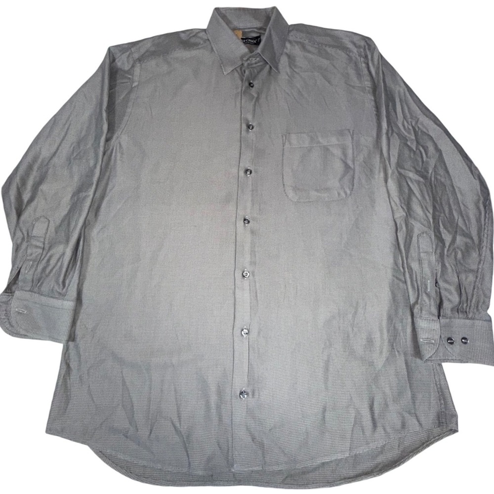 St Croix Made in Italy Button Down Shirt Mens Gray 100% Cotton Long Sleeve